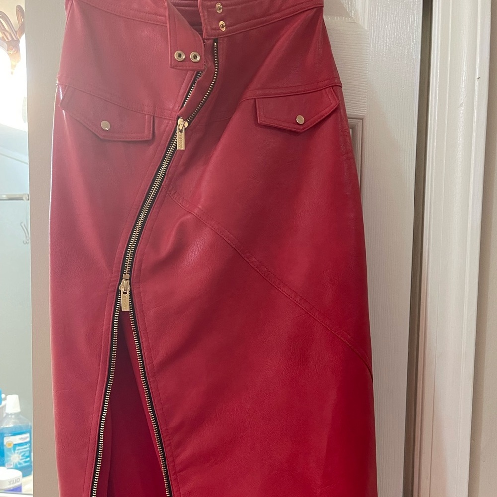 Sexy faux leather midi dress